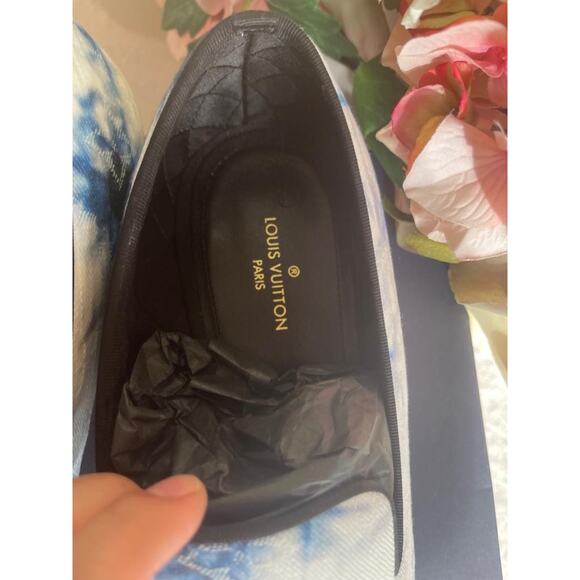 NEW LOUIS VUITTON Monogram Denim Tie Dye Mens Auteuil Slippers 7.5 Blue (800 - Picture 5 of 8